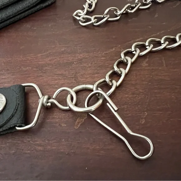 Harley Davidson Black Leather Chain Long Wallet - Picture 6 of 12